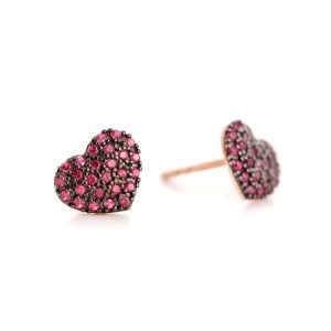 Large Ruby Heart Earrings