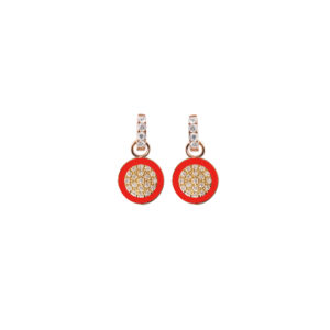 Medium Huggies with Red Enamel Pebble