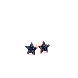 Small Star Earrings with Black Diamonds