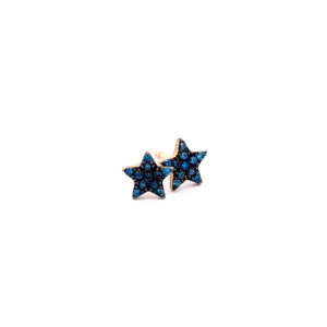 Small Star Earrings with Blue Diamonds