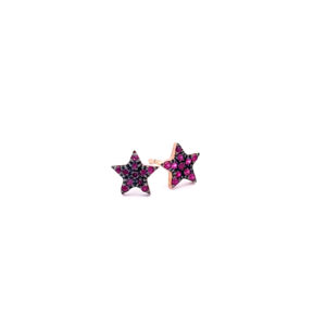 Small Star Earrings with Rubies