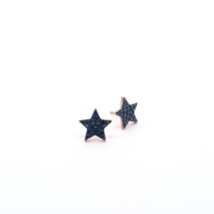 Large Star Earrings with Black Diamonds