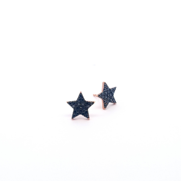 Large Star Earrings with Black Diamonds