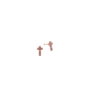 Small Cross Earrings with White Diamonds
