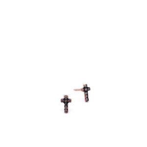 Small Cross Earrings with Cognac Diamonds