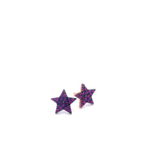 Large Star Earrings with Rubies