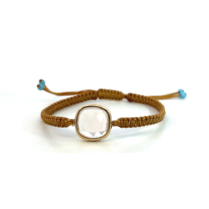 Lemon Quartz Square on tan cord