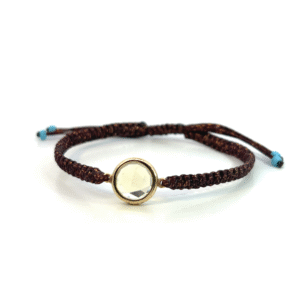 Lemon Quartz Circle on brown cord