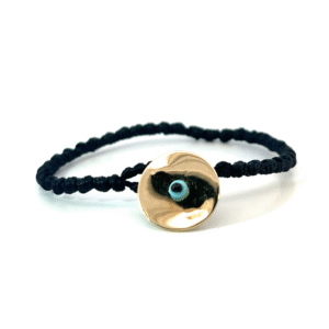 Gold Pebble Large on Black Bracelet