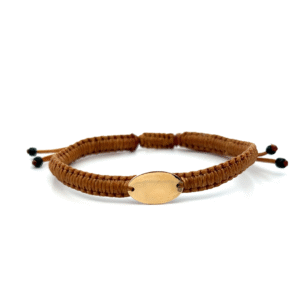 Oval Disc on Tan Bracelet