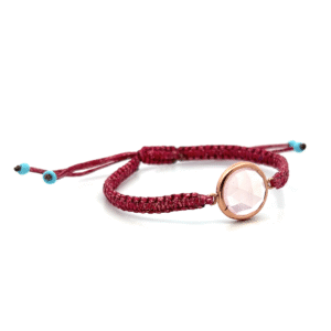 Rose Quartz Circle on Sparkle Pink Cord