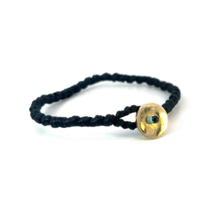 Gold Pebble Medium on Black Bracelet
