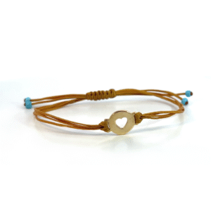 Heart in Disc on Tan Bracelet