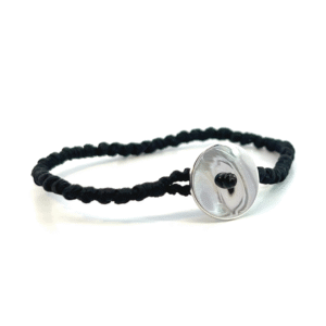 Silver Large Pebble Black Bracelet