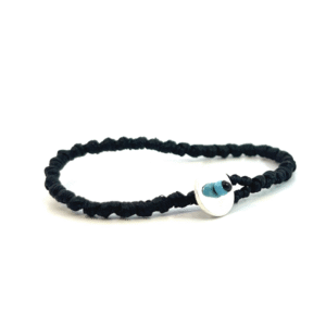 Silver Pebble Medium Black Bracelet
